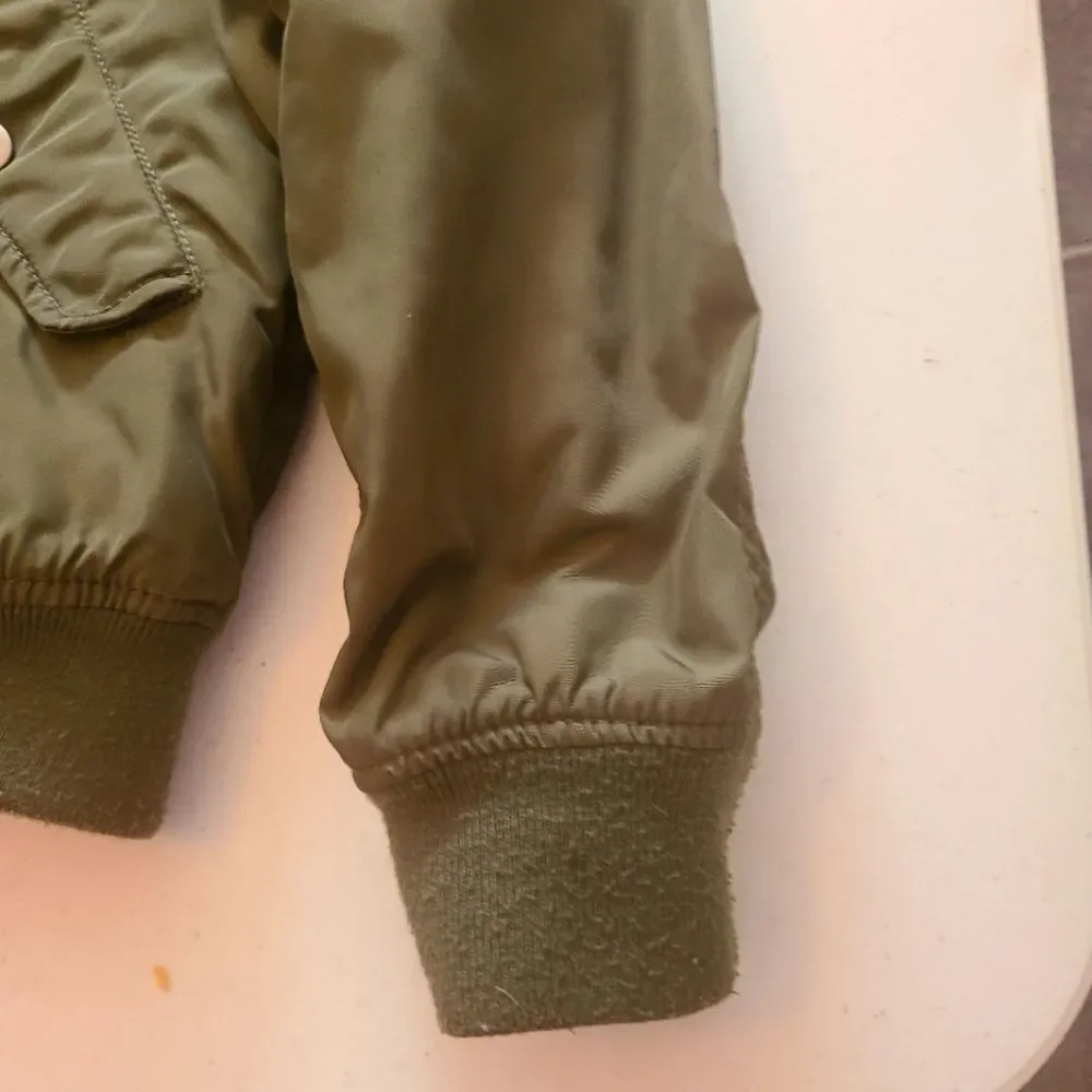 H&M Coat Lined‎ Zippered Warm Army Green sz 8-9 yrs